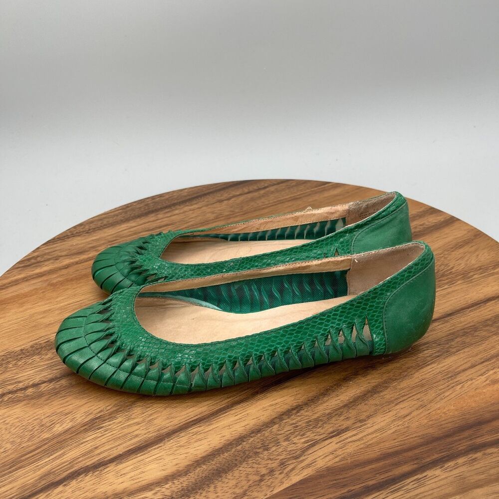 Miz Mooz Damen Twist Flats Womens Size 7.5 Green Leather Casual Slip On Shoes - Picture 3 of 9
